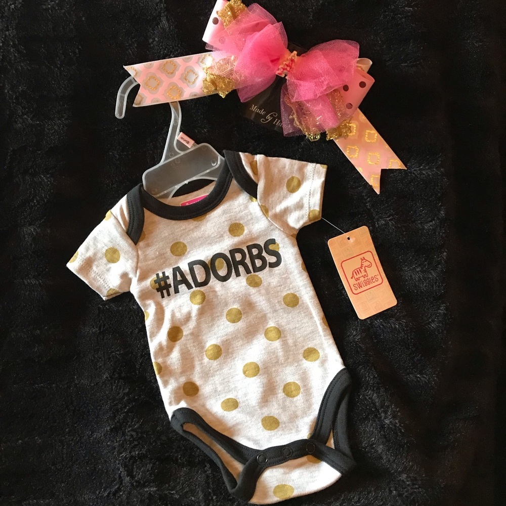 Cute onesie and hair bow set